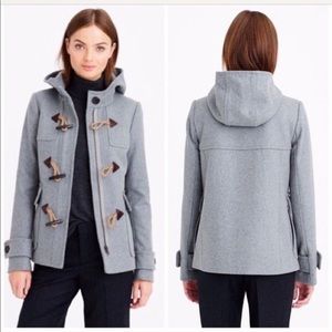 J Crew  gray Melton wool toggle coat-size 0 NWOT